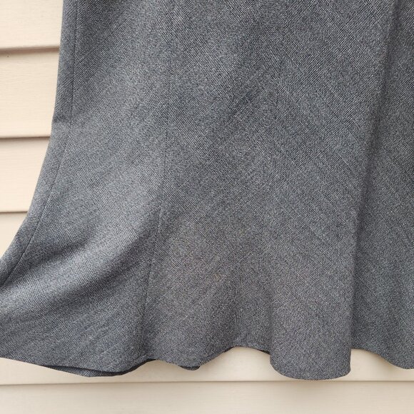Dalia Collection Gray Skirt Flounce Hem Knee-Length Modest Classic Workwear - Picture 6 of 10